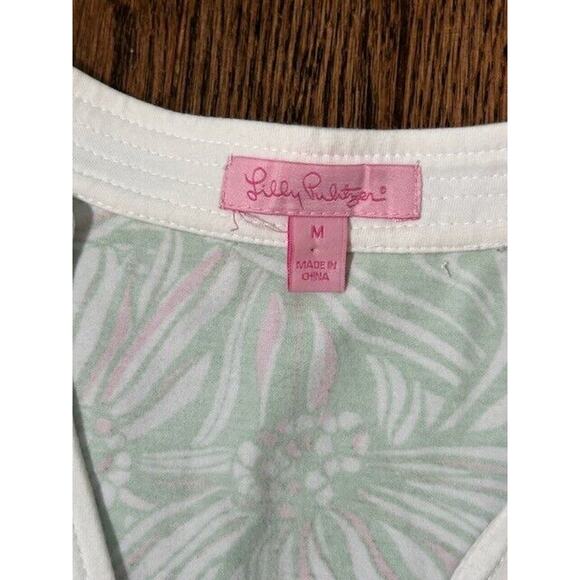 LILLY PULITZER Daisy Darling Stretch Tunic Top Elbow Sleeve Green Pink Size M - Picture 6 of 9
